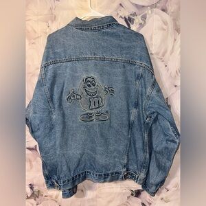 Vintage M&M's Denim Jacket Mens XL Blue Planet Mars Embroidered Candy Promo 90s‌